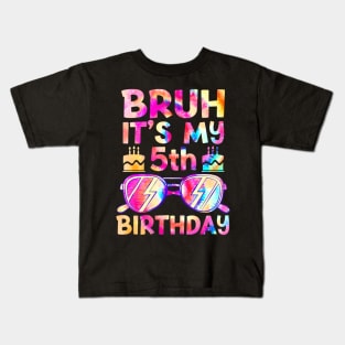 Kids Bruh Its My 5Th Birthday 5 Year Old Boy Gamer Kids T-Shirt